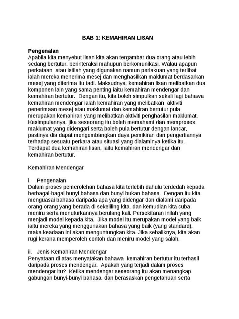 Kemahiran Mendengar Bertutur Membaca Menulis Pdf
