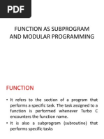 Function as Subprogram and Modular Programming