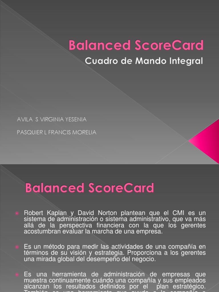 Balanced ScoreCard - Cuadro de Mando Integral | PDF | Planificación ...