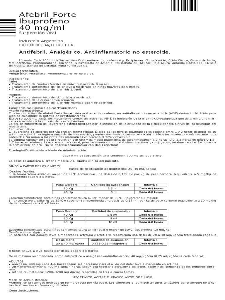Afebril Forte: Uso y Dosificación | PDF | Droga anti-inflamatoria libre ...