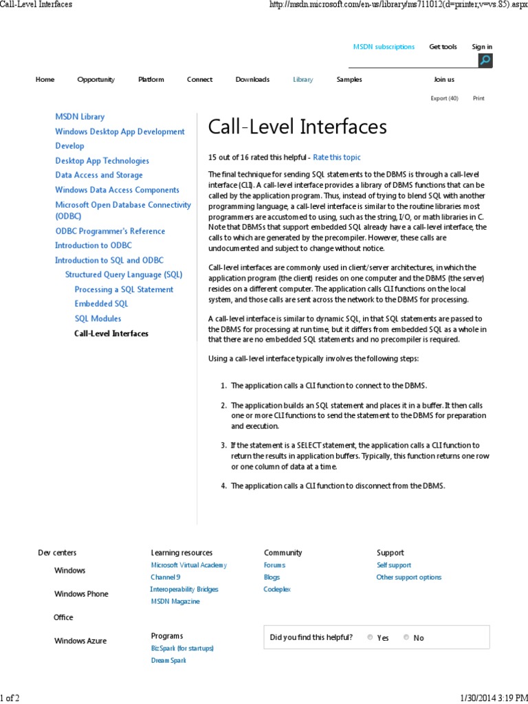 Call Level Interfaces | PDF