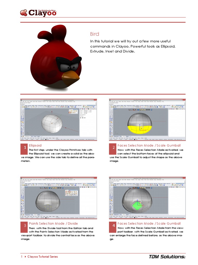 Clayoo Tutorial: Bird Modeling Steps | PDF | Extrusion | Nature