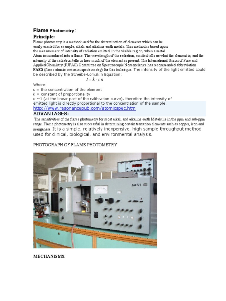 Flame Photometry Emission Spectrum Light