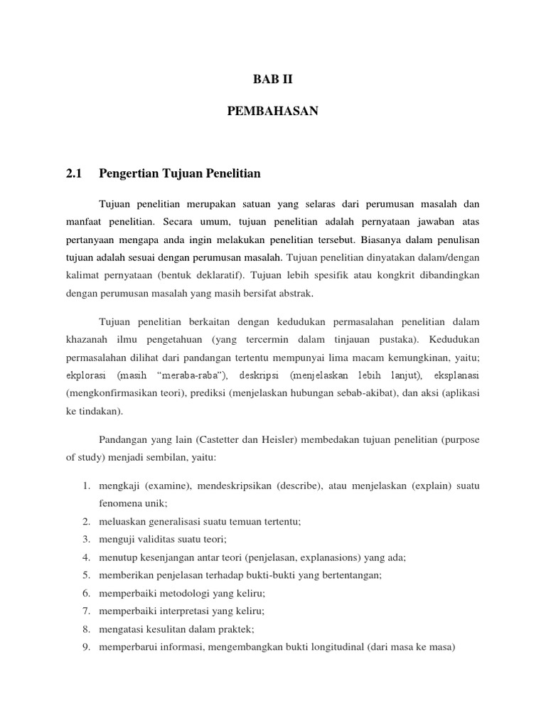 Perumusan Tujuan Penelitian