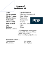 Resume of Syed Morad Ali Syed Morad Ali: Current Addrress