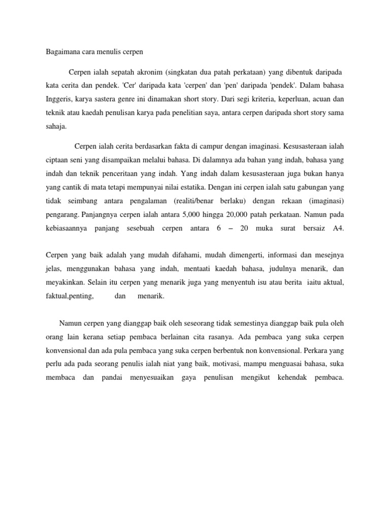 Bagaimana Cara Menulis Cerpen Pdf