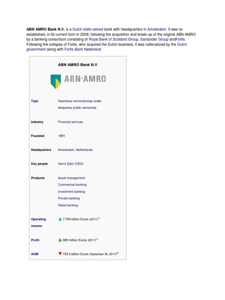 ABN AMRO Bank N.V. Is A | PDF | Financial Services Companies | Money