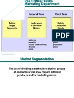 First Task Second Task Third Task: Define Target Segments Understand Consumer Needs Satisfy Consumer Needs