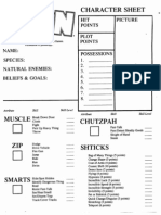 Toon RPG Character Sheet