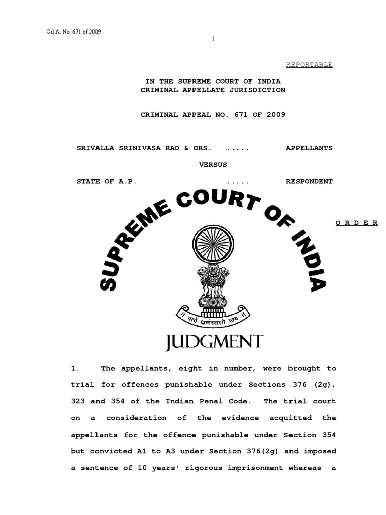 Supreme Court Ruling on Gang Rape Case | PDF | Rape | Crime & Violence