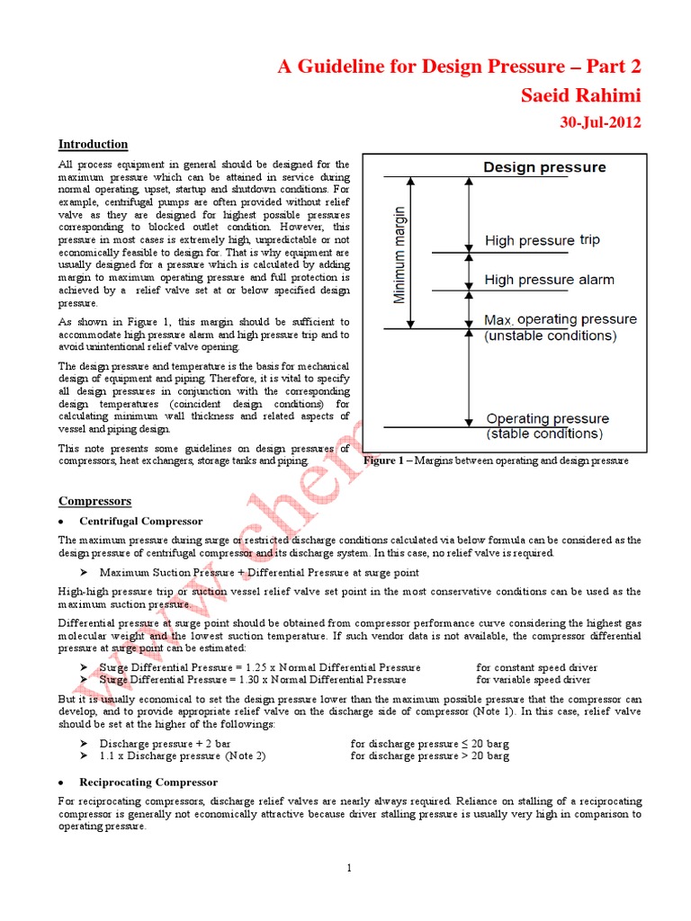 Design Pressure Guidelines for Equipment | PDF | Pressure | Valve