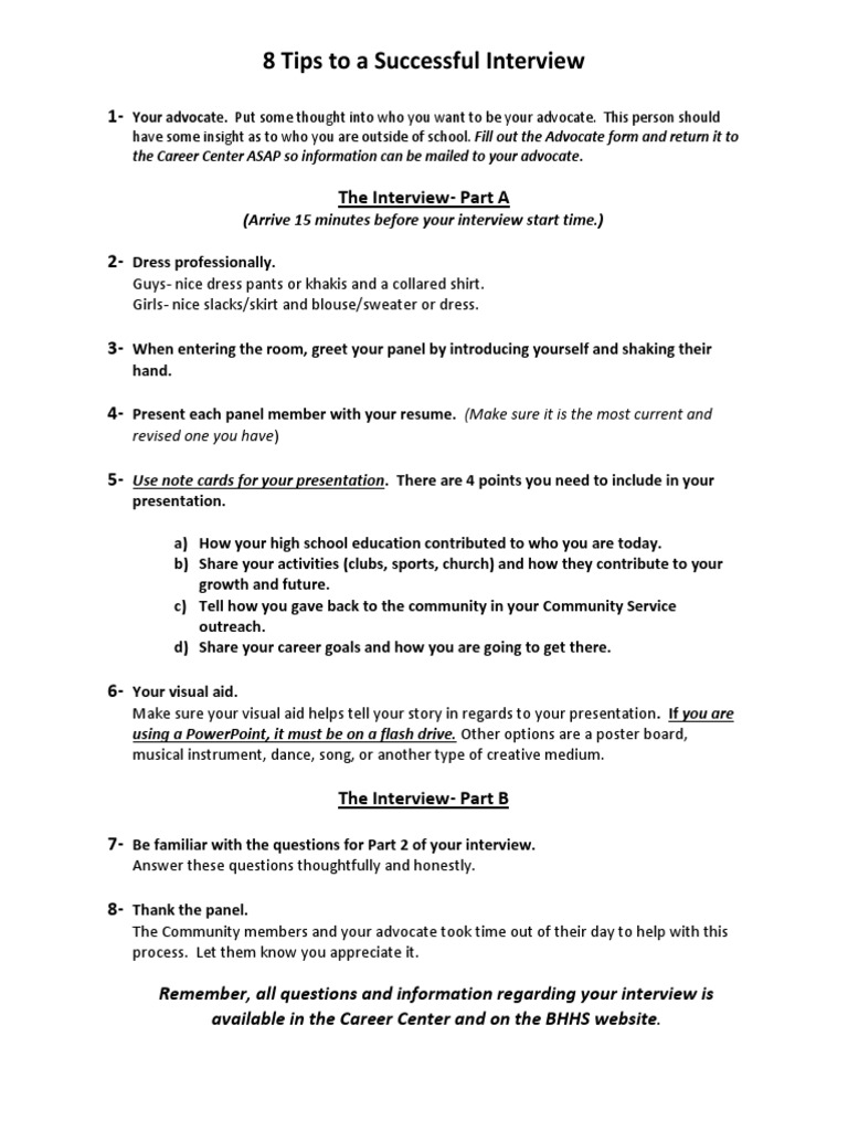 8 Tips To A Successful Interview | PDF