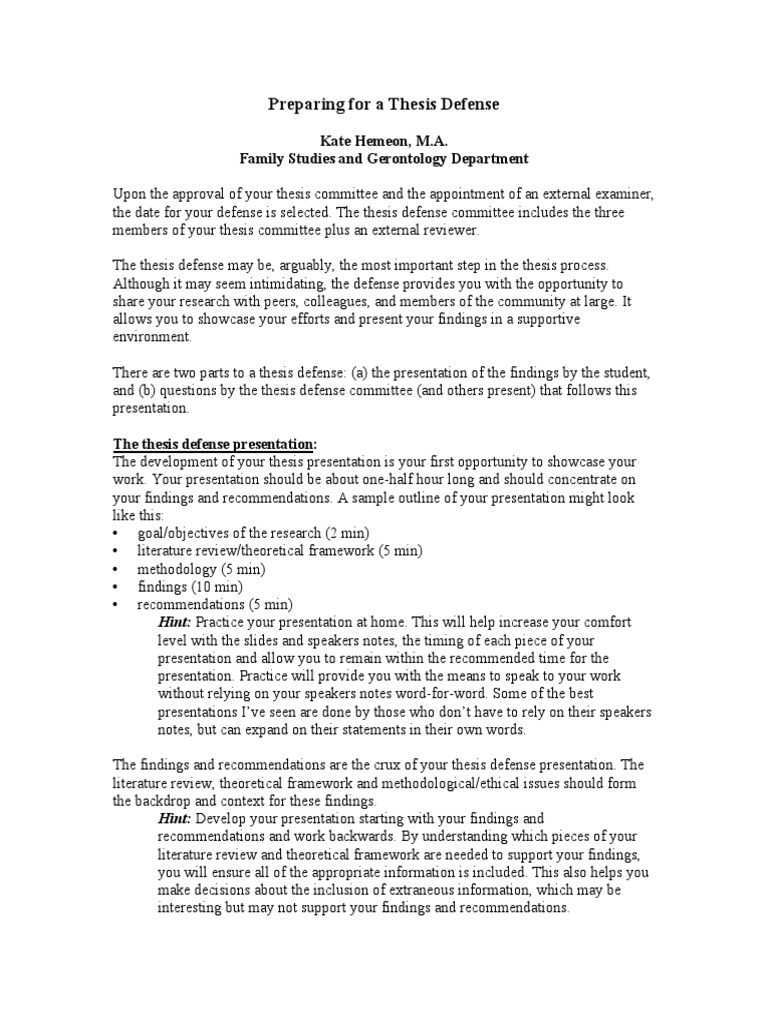 Defense Preparation | PDF