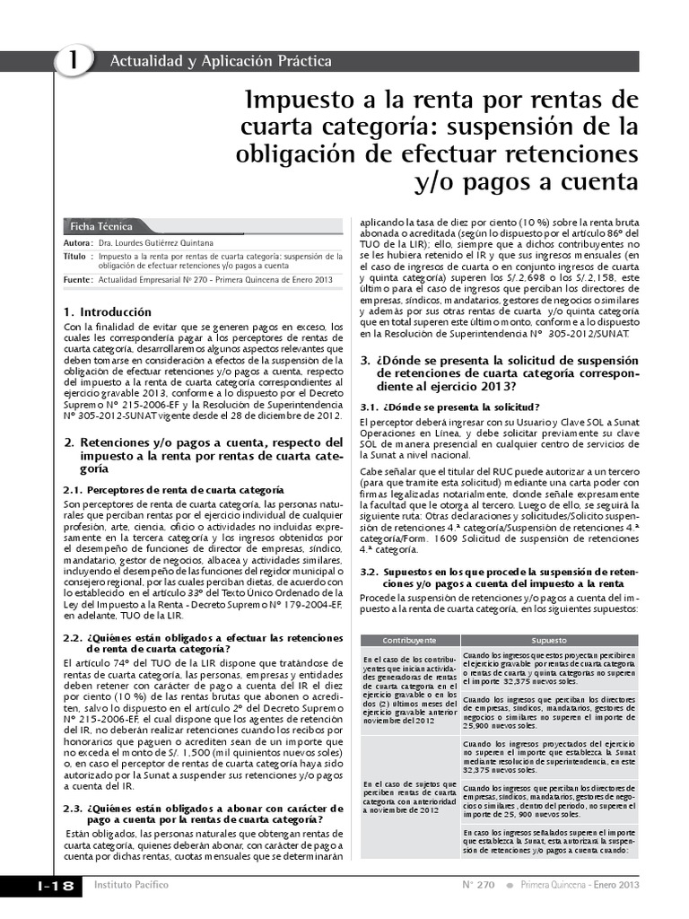 Renta de 4ta Categoria PDF | PDF | Impuesto sobre la renta | Impuestos