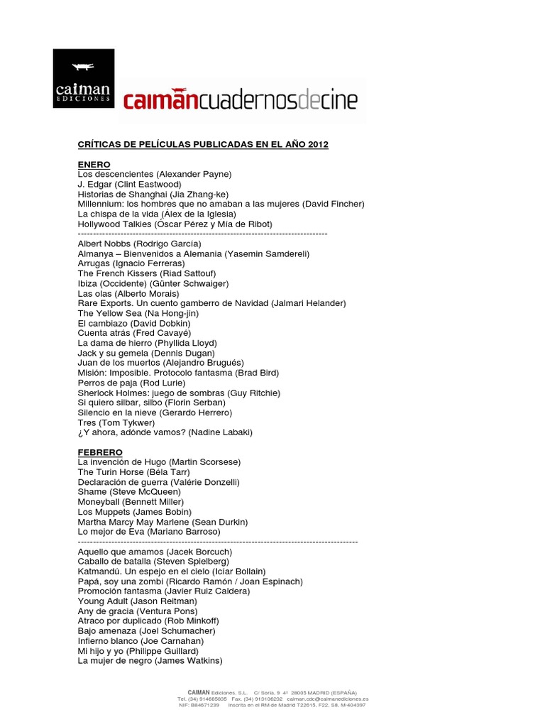 Críticas de películas 2012: Caimán | PDF | Cine | Ocio, image size:768x1024