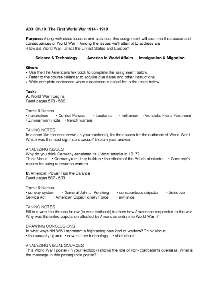 Wwi thematic essay image