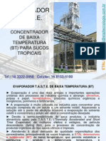 Evaporador BT para concentração de sucos tropicais