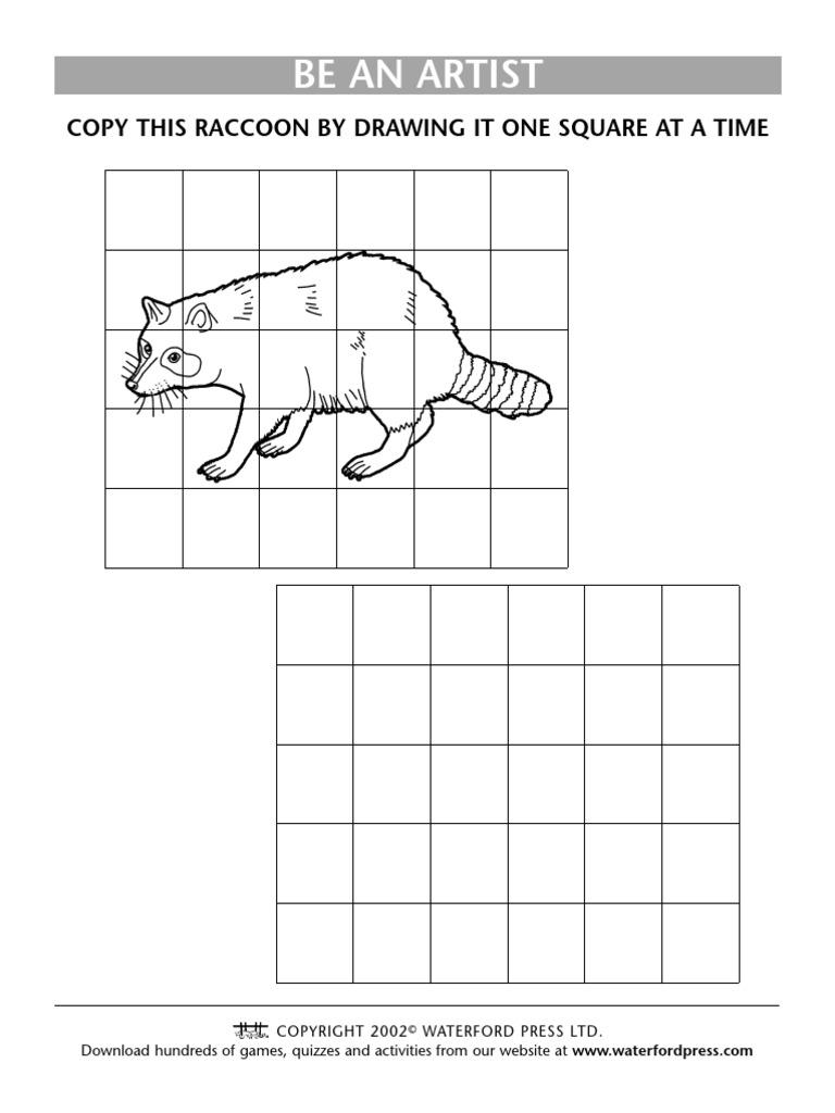 Be An Artist: Copy This Raccoon by Drawing It One Square at A Time ...