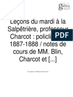 Charcot-Lecons Du Mardi À La Salpêtrière (1887-1888)