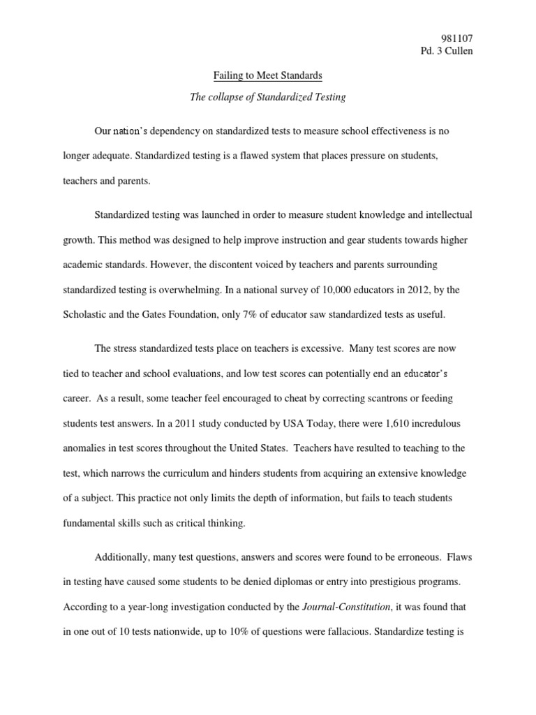 Editorial Standardize Testing | PDF | Standardized Tests | Teachers