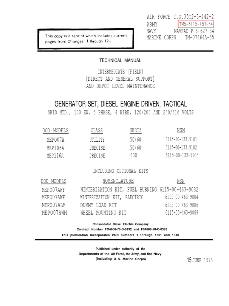 Air Force T O 35c2 3 442 2 Tm5 6115 457 34 Army Navy Navfac P