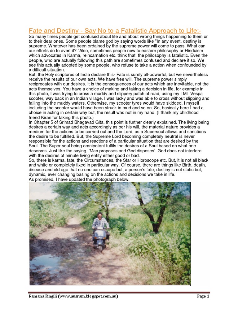 Fate and Destiny - Say No To A Fatalistic Approach To Life | PDF ...