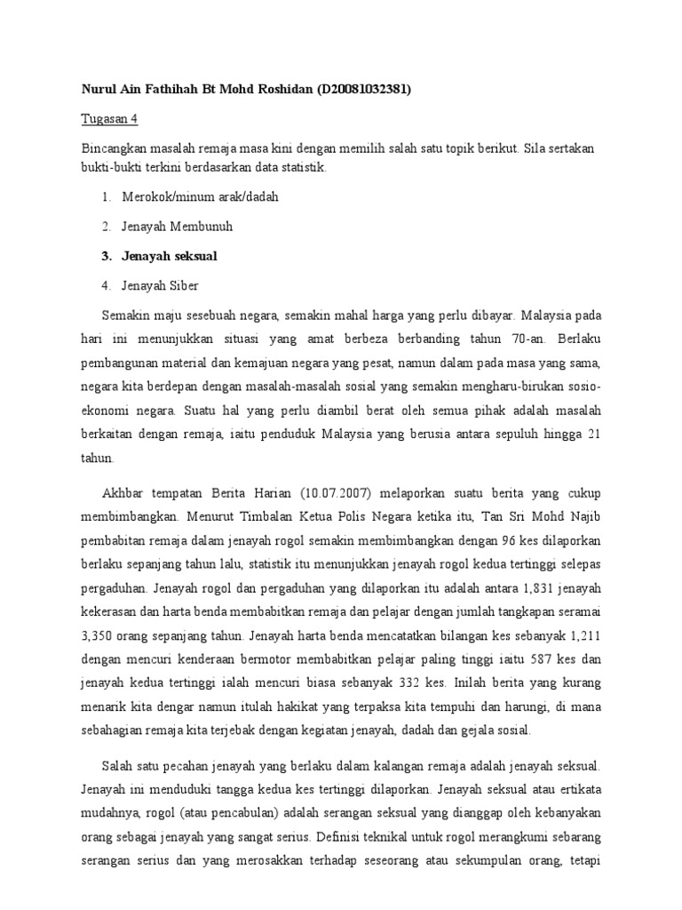 Tugasan 4 Jenayah Seksual Pdf