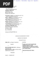 Nike v, DBV Distribution and Dragon Bleu_Complaint and Demand for trial_Filed 01/08/14