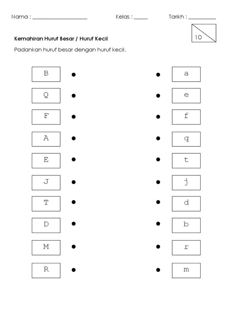 Lembaran Kerja Huruf Besar Huruf Kecil Pdf