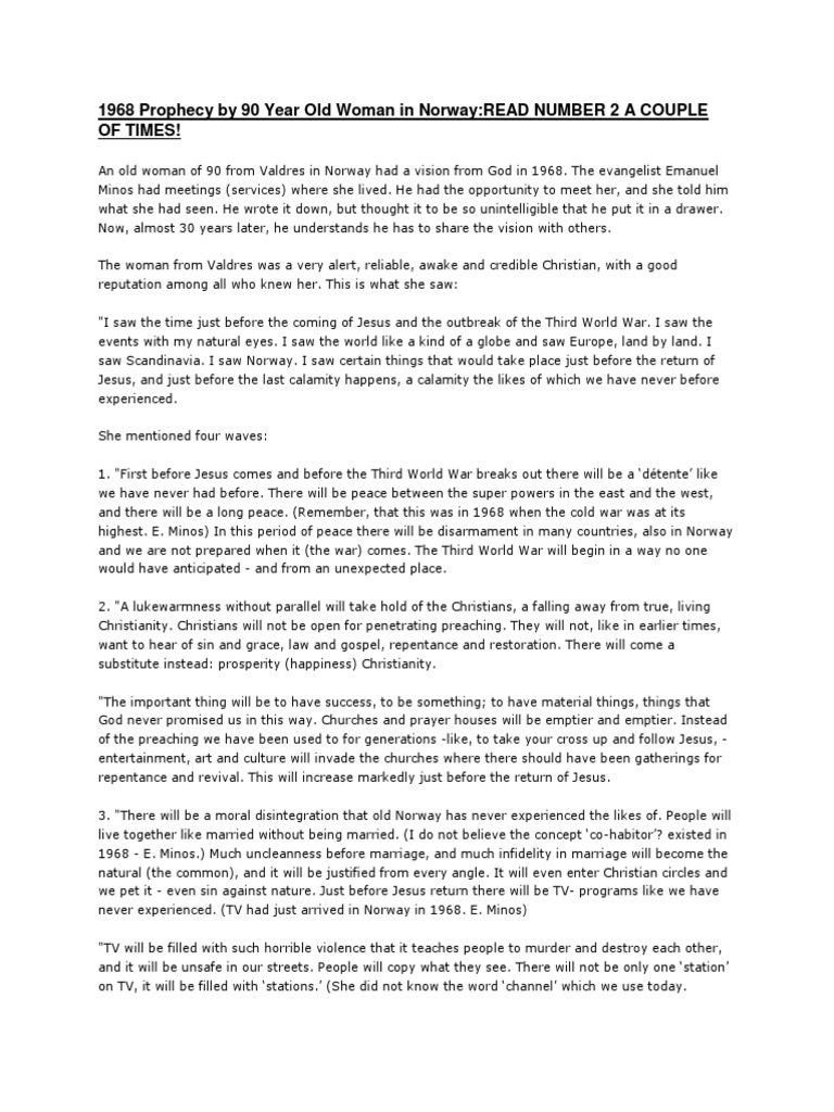 1968 Norway Prophecy of End Times | PDF | Repentance | Grace In ...