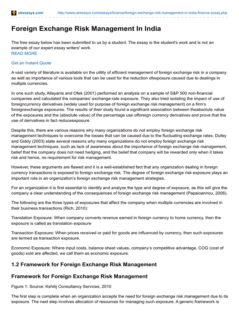 Foreign Exchange Risk Management in India | PDF | Futures Contract ...