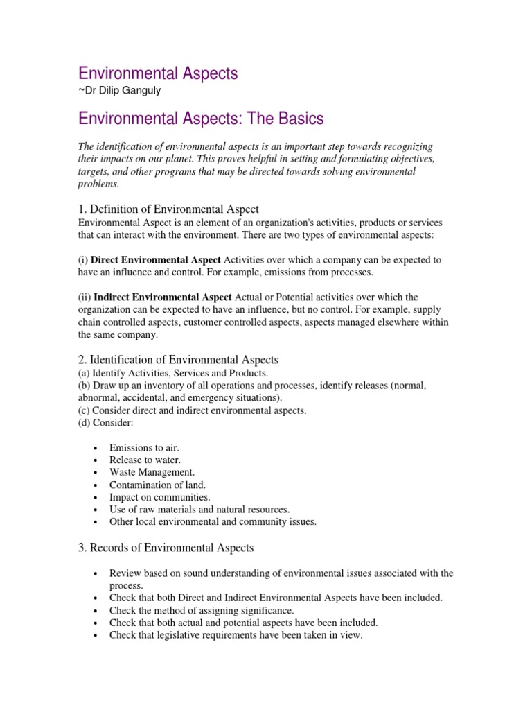 Environmental Aspects & Impacts Guide | PDF | Environmental Degradation ...