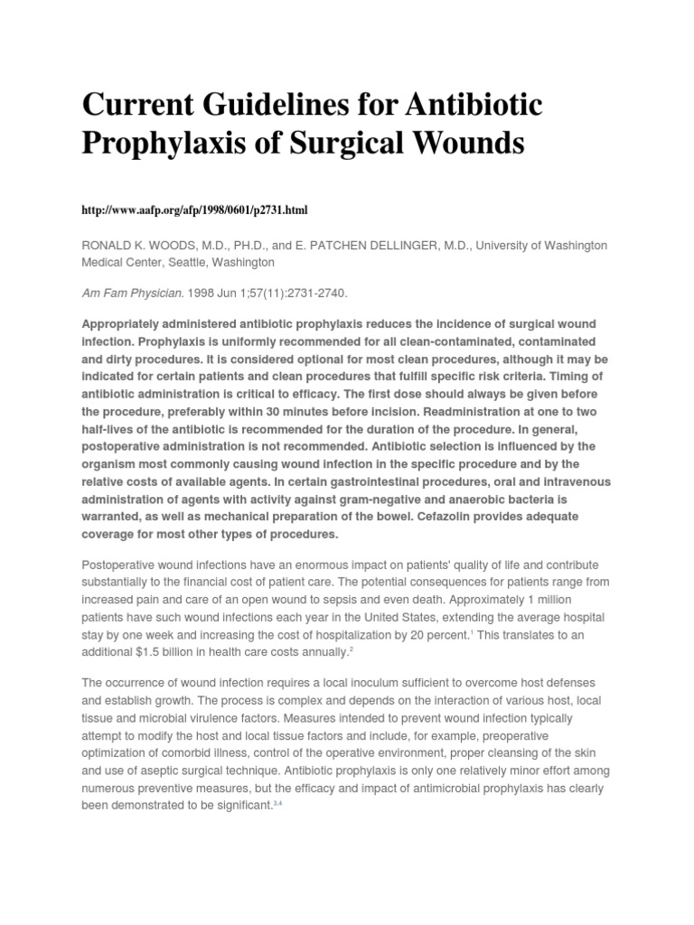 Guidelines For Abx Prophylaxis o Surgical Wounds AFP PDF Antibiotics Infection