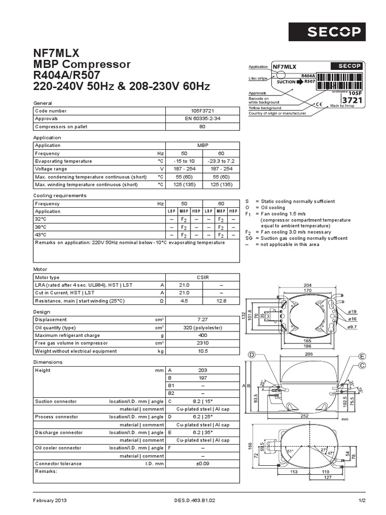 NF7MLX MBP Compressor Specifications | PDF | Gas Compressor ...