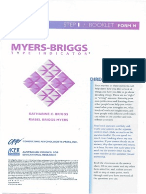 Myers Briggs Form M Questions Pdf