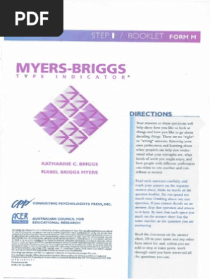 Myers Briggs Form M Questions Pdf