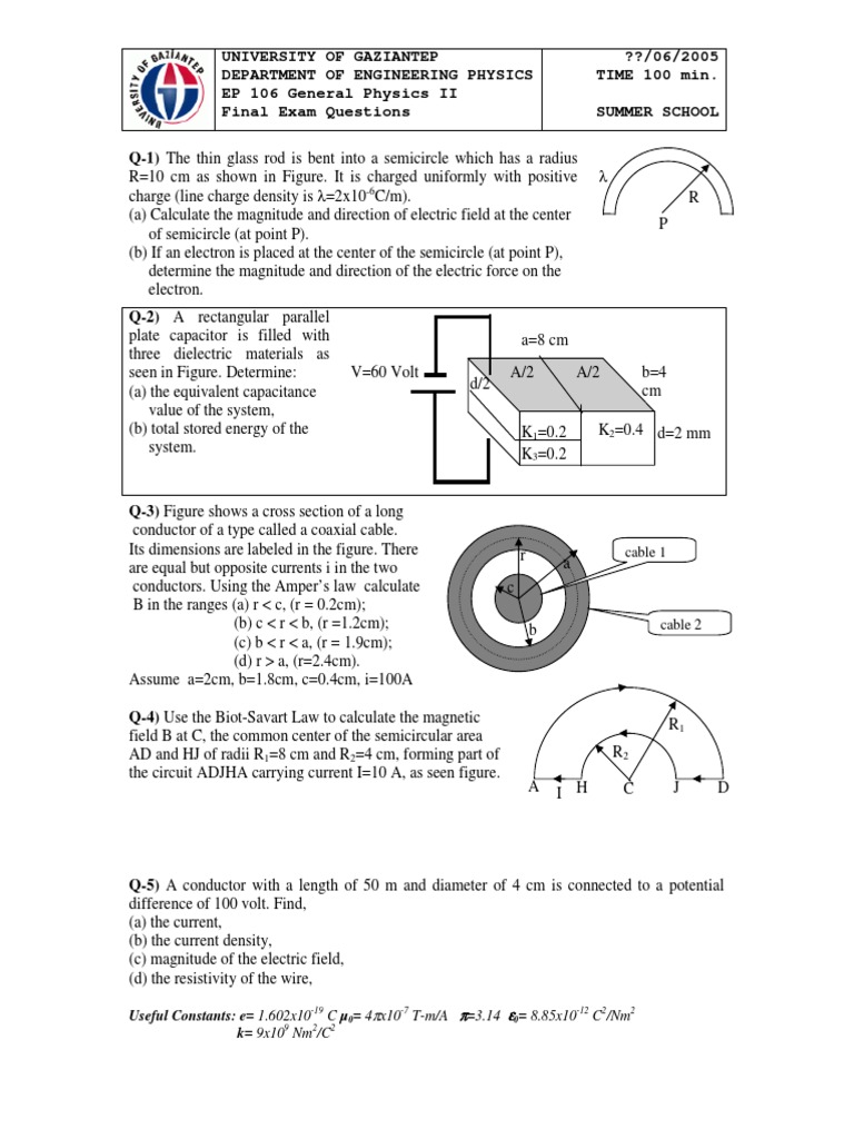 General Physics II Final Exam Questions | PDF