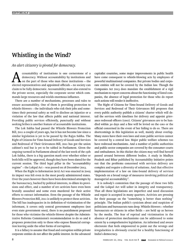 Whistling in The Wind PDF Whistleblower Accountability