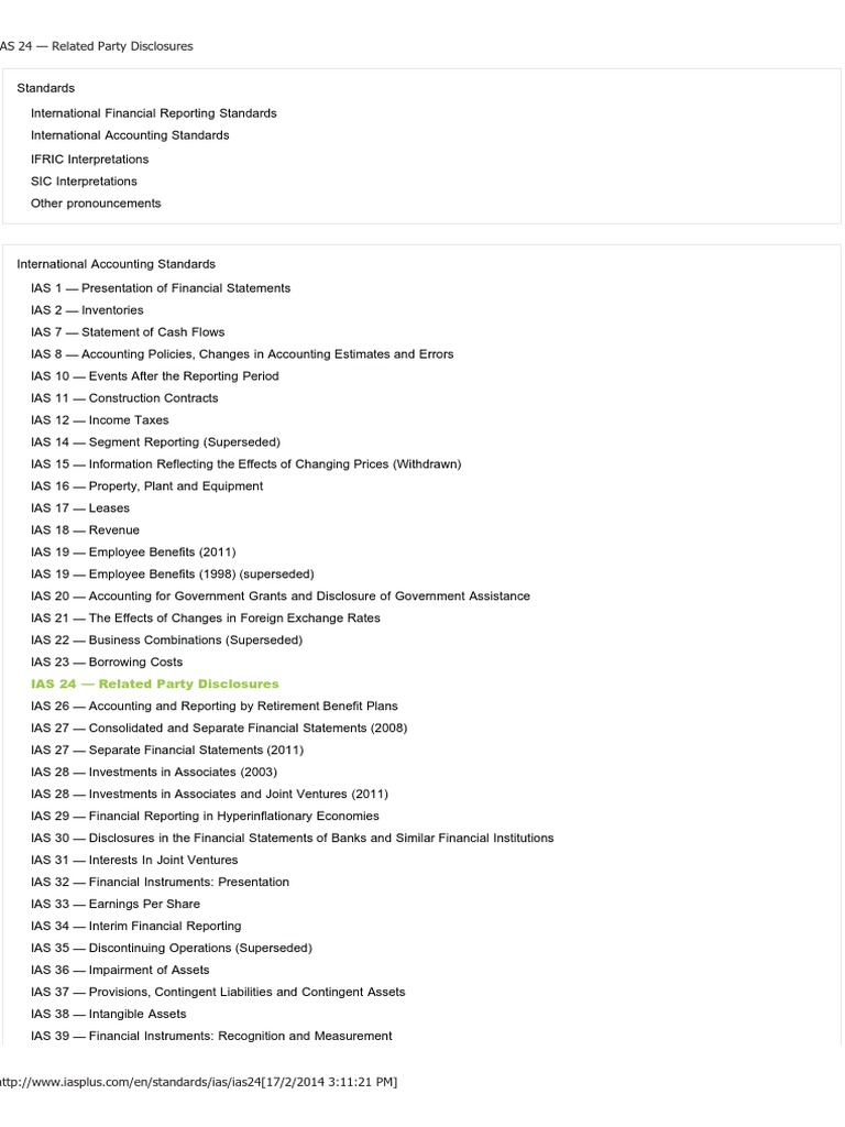 IAS 24: Related Party Disclosures Guide | PDF | International Financial ...