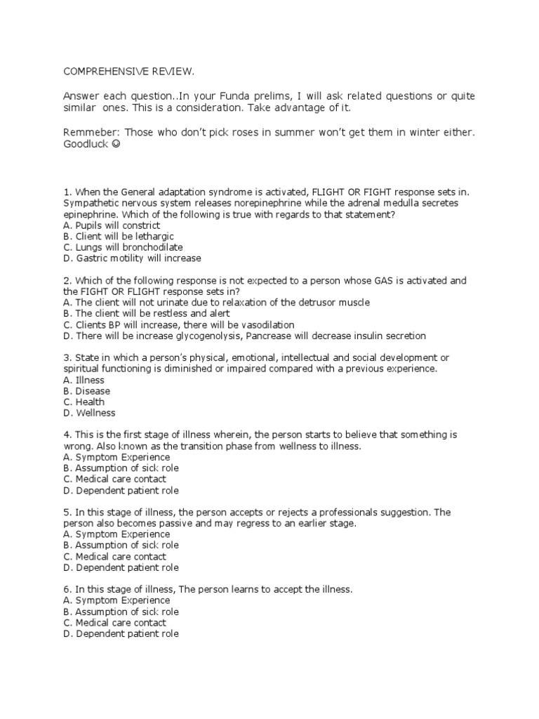 Comprehensive Health and Illness Review | PDF | Transmission (Medicine ...