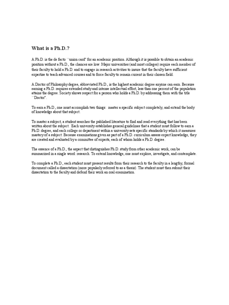 What Is A PHD | PDF | Doctor Of Philosophy | Thesis
