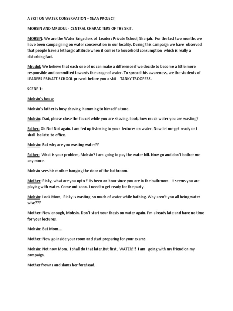 A Skit On Water Conservation  Water  Nature