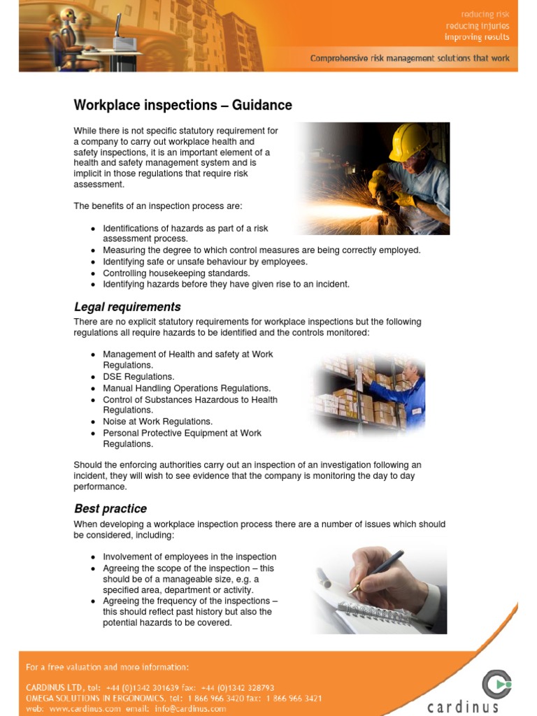 Workplace Inspections Guidance | PDF
