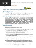 Marketing Strategy and Management (MKTG 5003) - Course Outline - Asif Shahzad