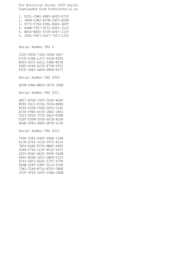 Serial Number PES 2009 | PDF | Computers