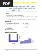 Tension Test On Hot Rolled Plain Steel Bar (ASTM-A615/615-M)