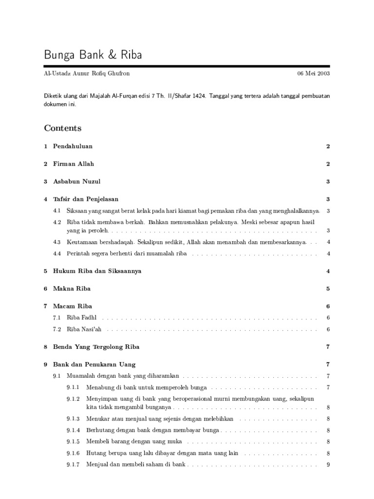 Bunga Bank Dan Riba | PDF