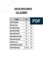 Calendario de Puertas Abiertas