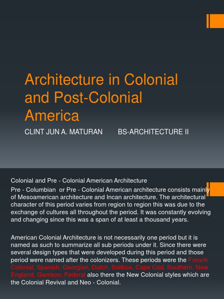 Colonial and Post-Colonial Architecture | PDF | White House | American ...