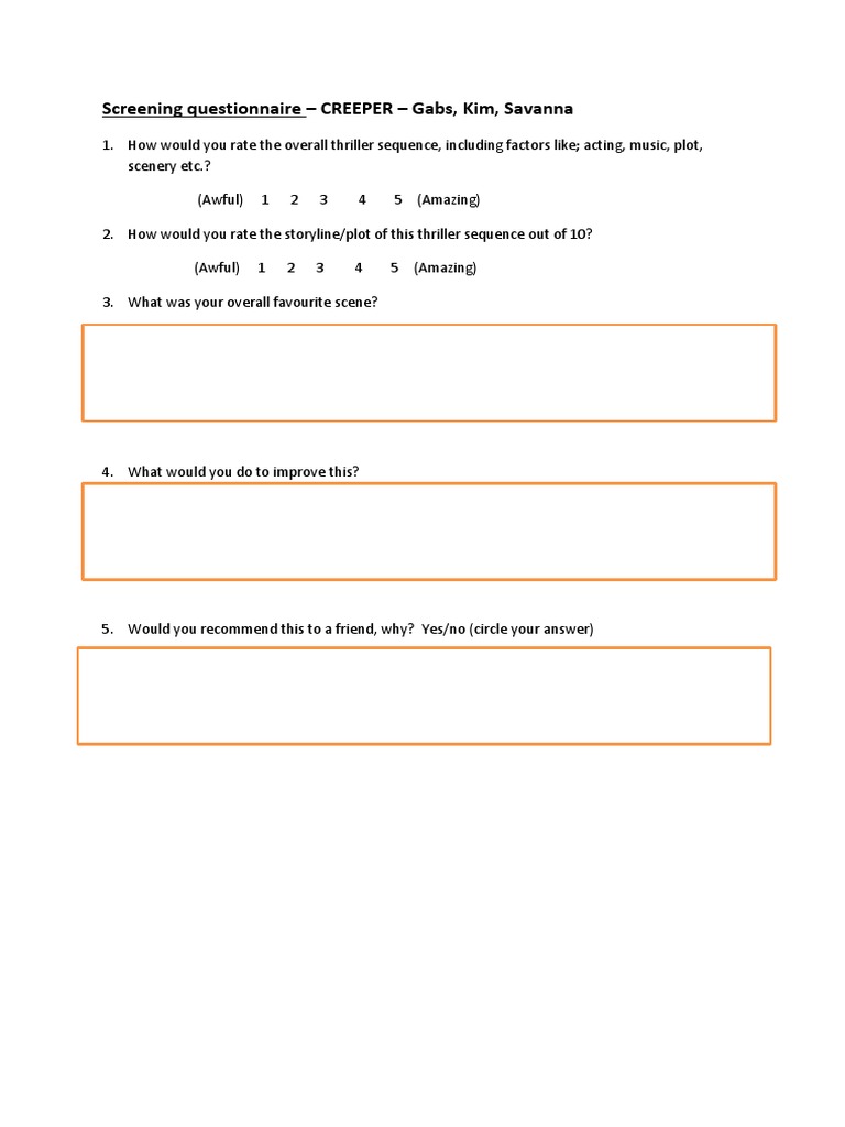 Screening Questionnaire | PDF | Language Arts & Discipline